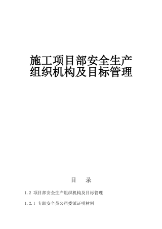 施工项目部安全生产组织机构及目标管理