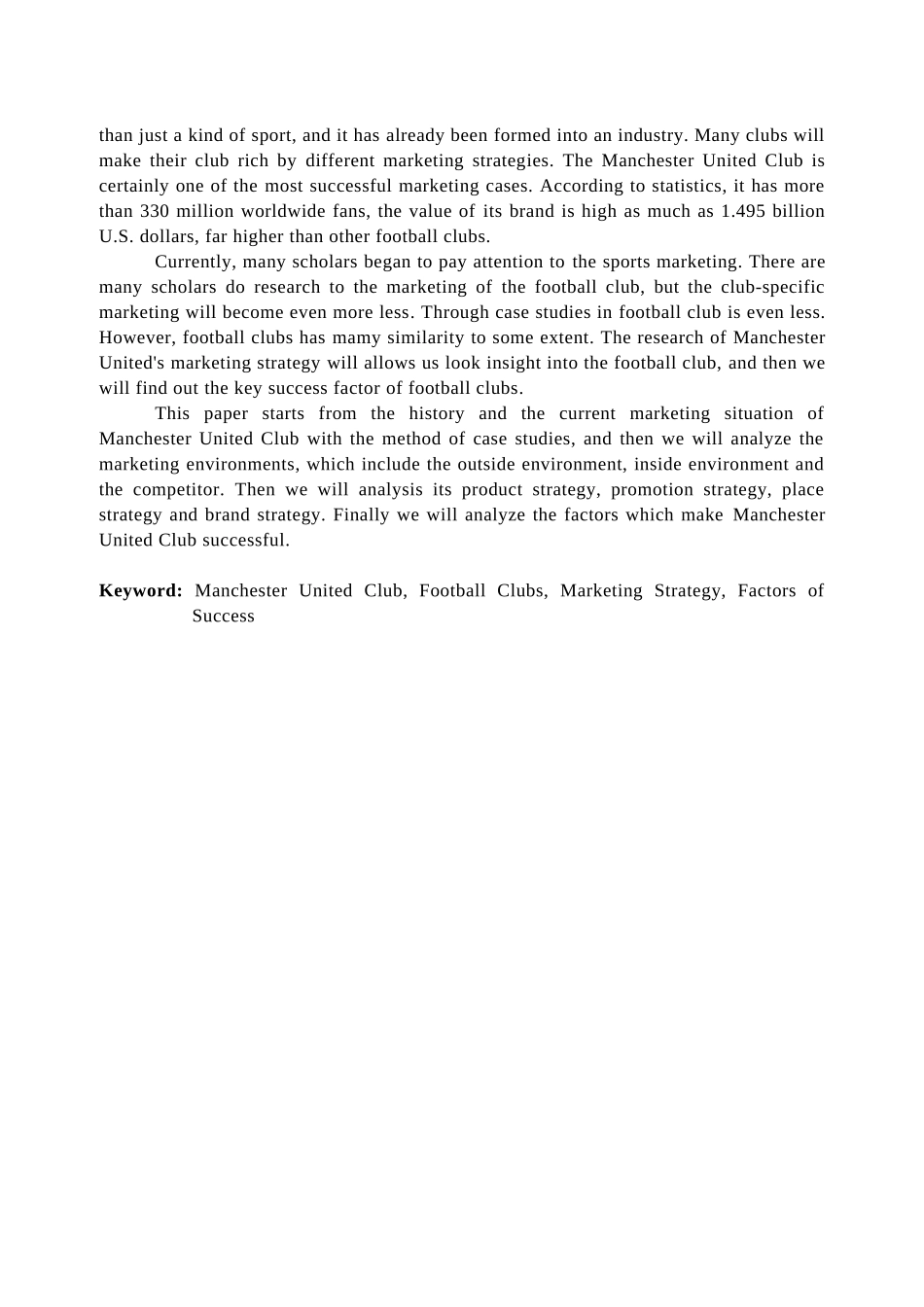 曼彻斯特联俱乐部营销策略的案例研究分析 工商管理专业_第2页