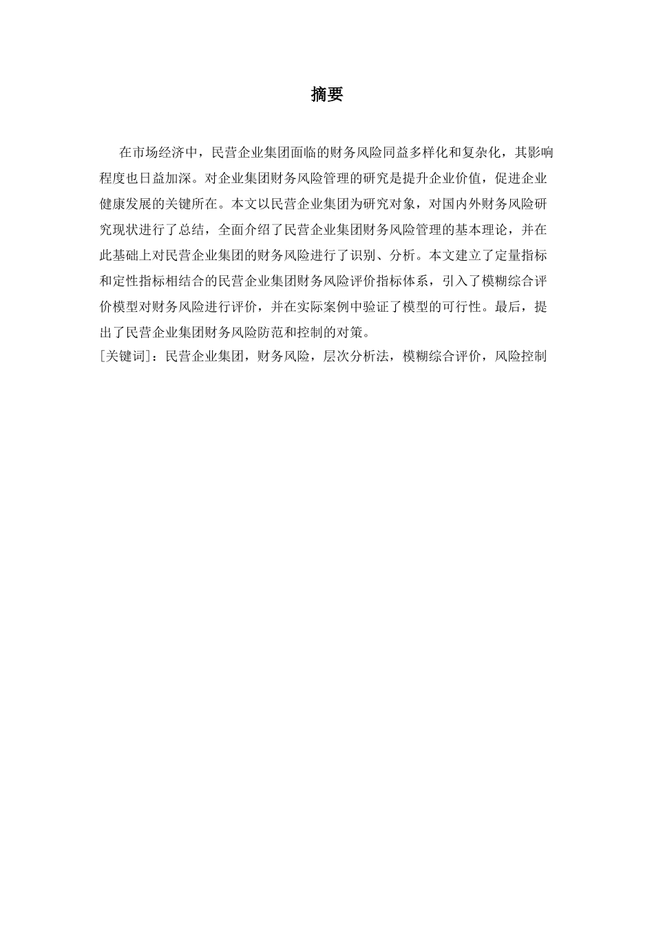 民营企业集团财务风险管理分析研究  财务会计学专业_第3页