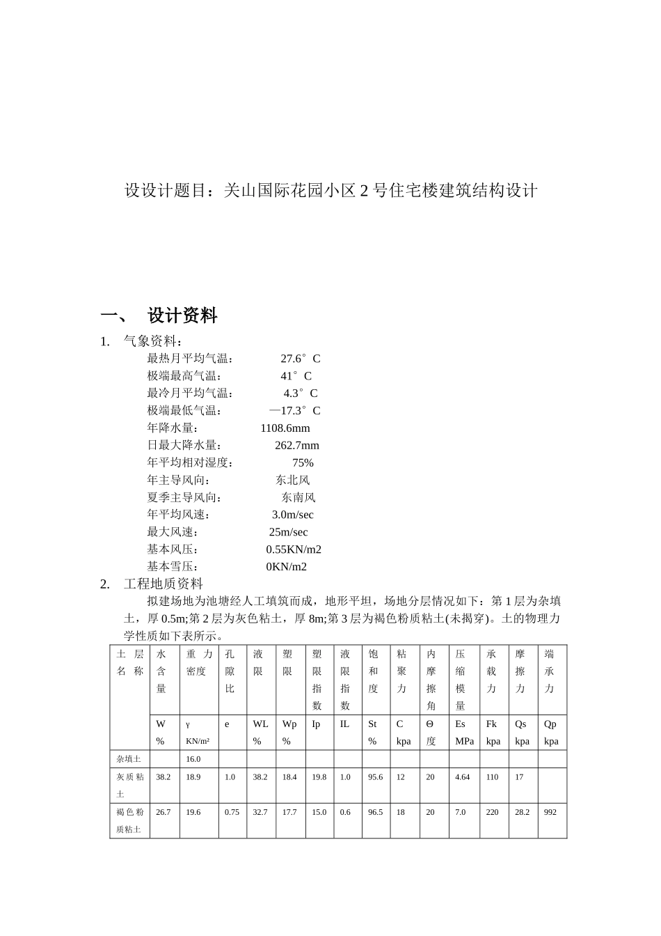 某六层框架住宅楼建筑图结构设计和实现  土木工程管理专业  任务书_第1页