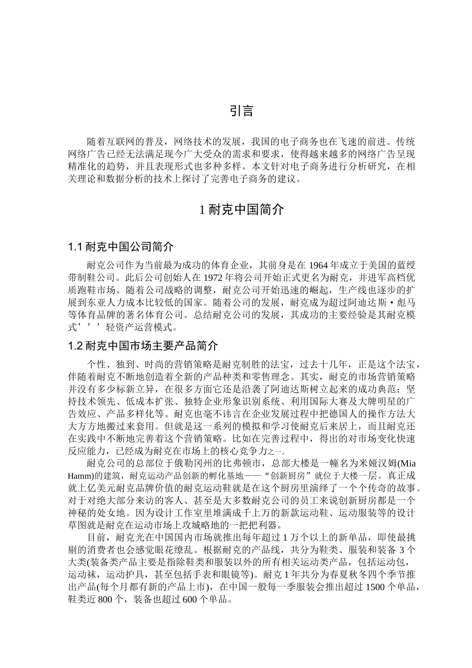 耐克中国市场网络推广策略研究分析  市场营销专业_第3页