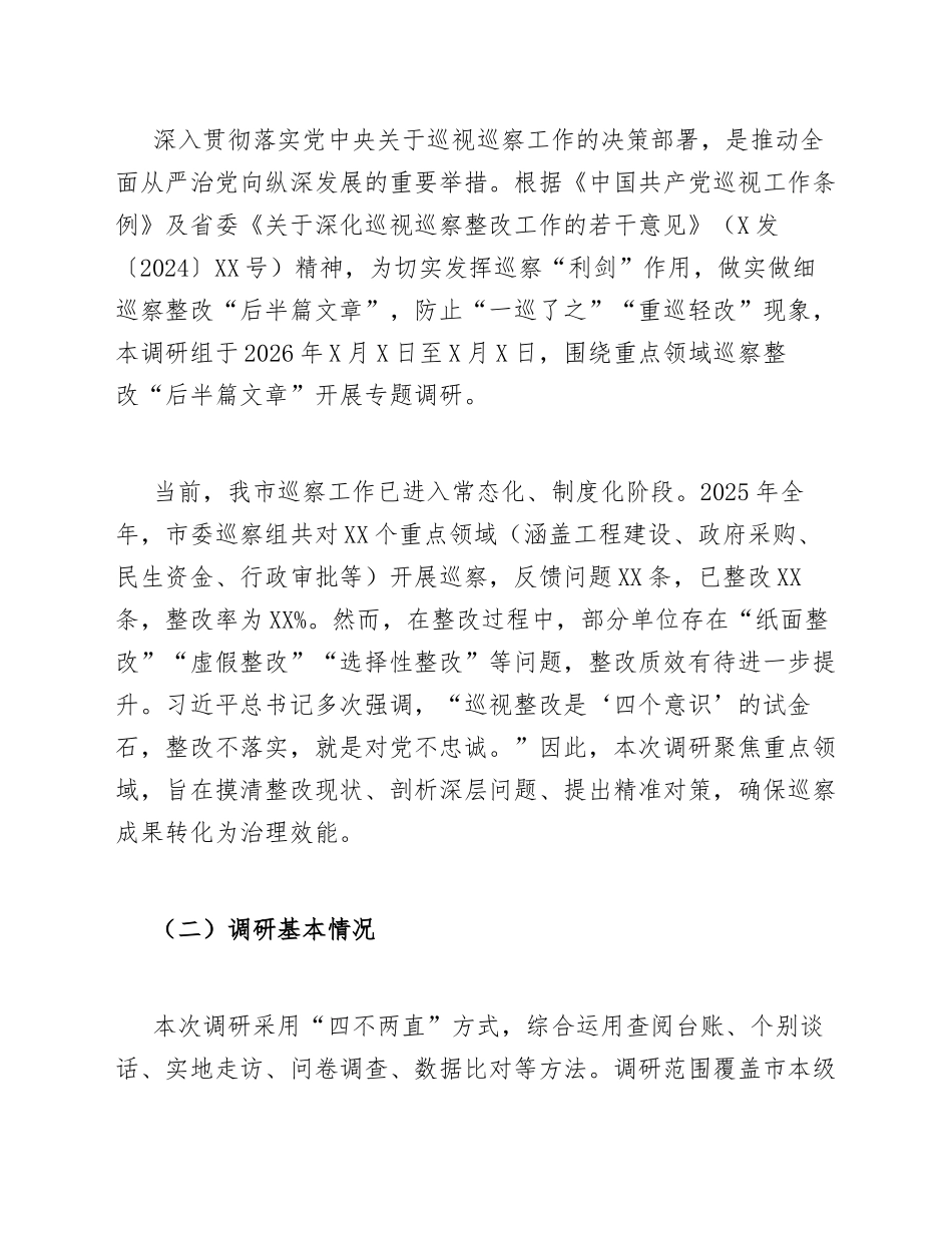 2026年巡察组副组长关于重点领域巡察整改“后半篇文章”的调研报告（含调研方法及整改建议）_第2页