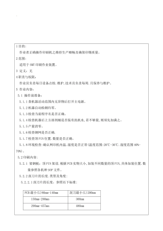3WI-C-003 SMT全自动印刷机操作规程和管理办法