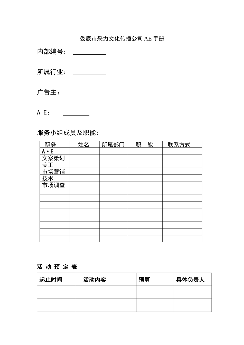 娄底市采力文化传播公司AE手册_第1页