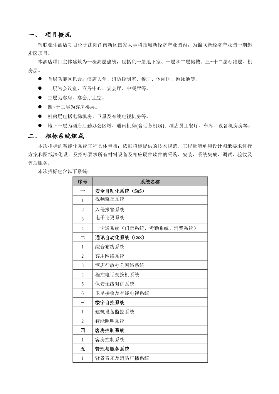 沈阳锦联豪生酒店智能化系统工程功能技术要求_第3页