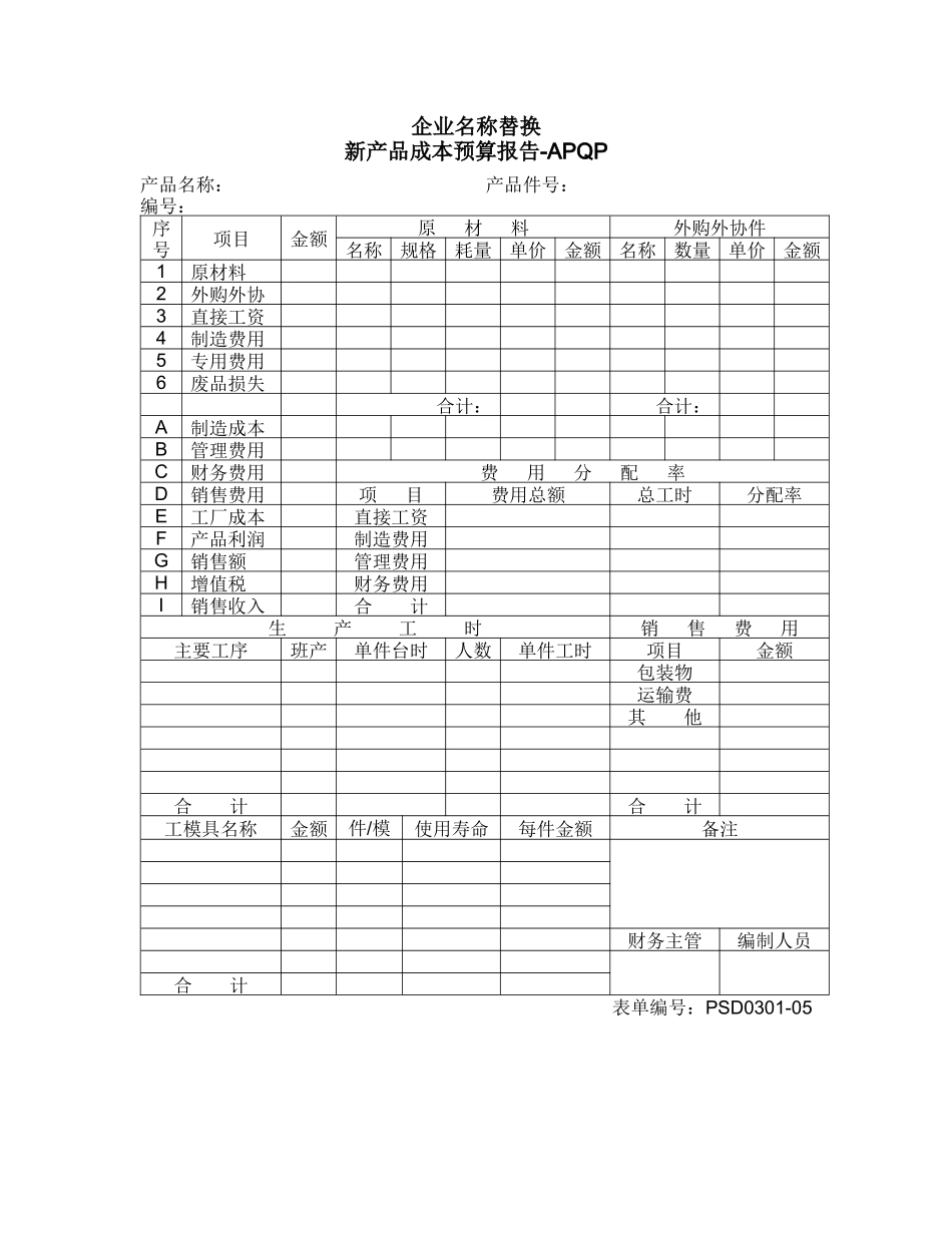 新产品成本预算报告_第1页