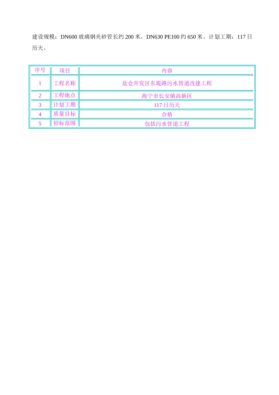 盐仓开发区东堤路污水管道改建工程施工组织设计_第2页