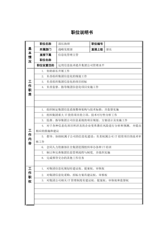 战略发展部部长助理职位说明书