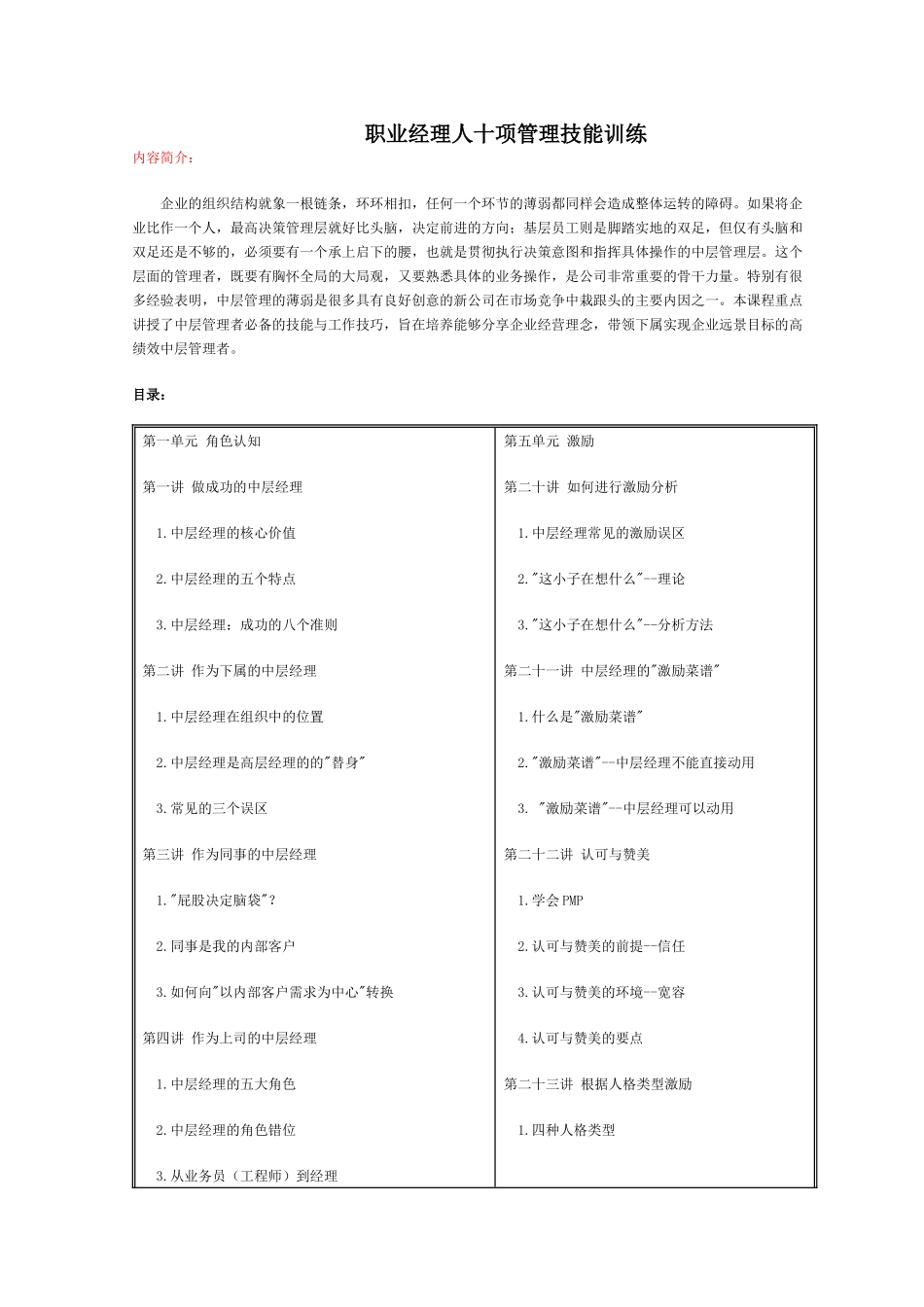 职业经理十项管理技能训练_第1页