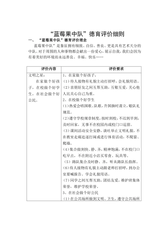 “蓝莓果中队”德育评价细则