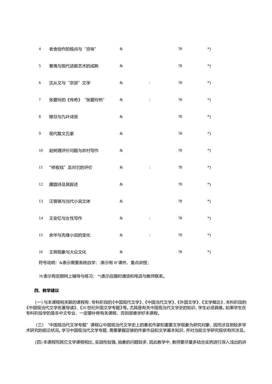 《中国现当代文学专题》教学大纲_第3页