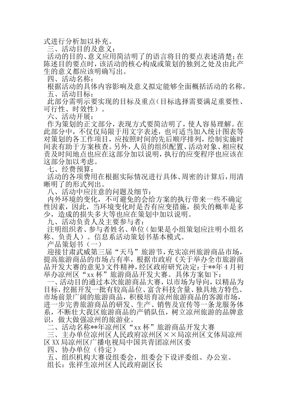产品策划书格式模板_第2页