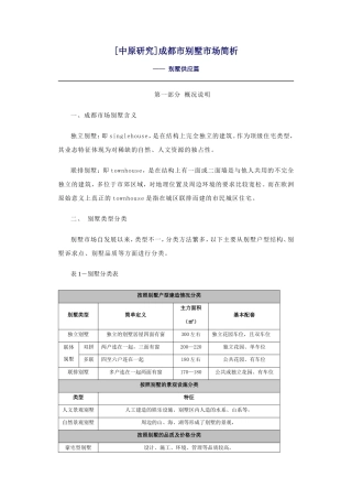 成都市别墅市场简析—— 别墅供应篇