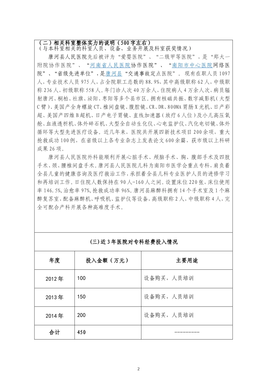 河南省县级临床重点专科建设项目申报书_第2页