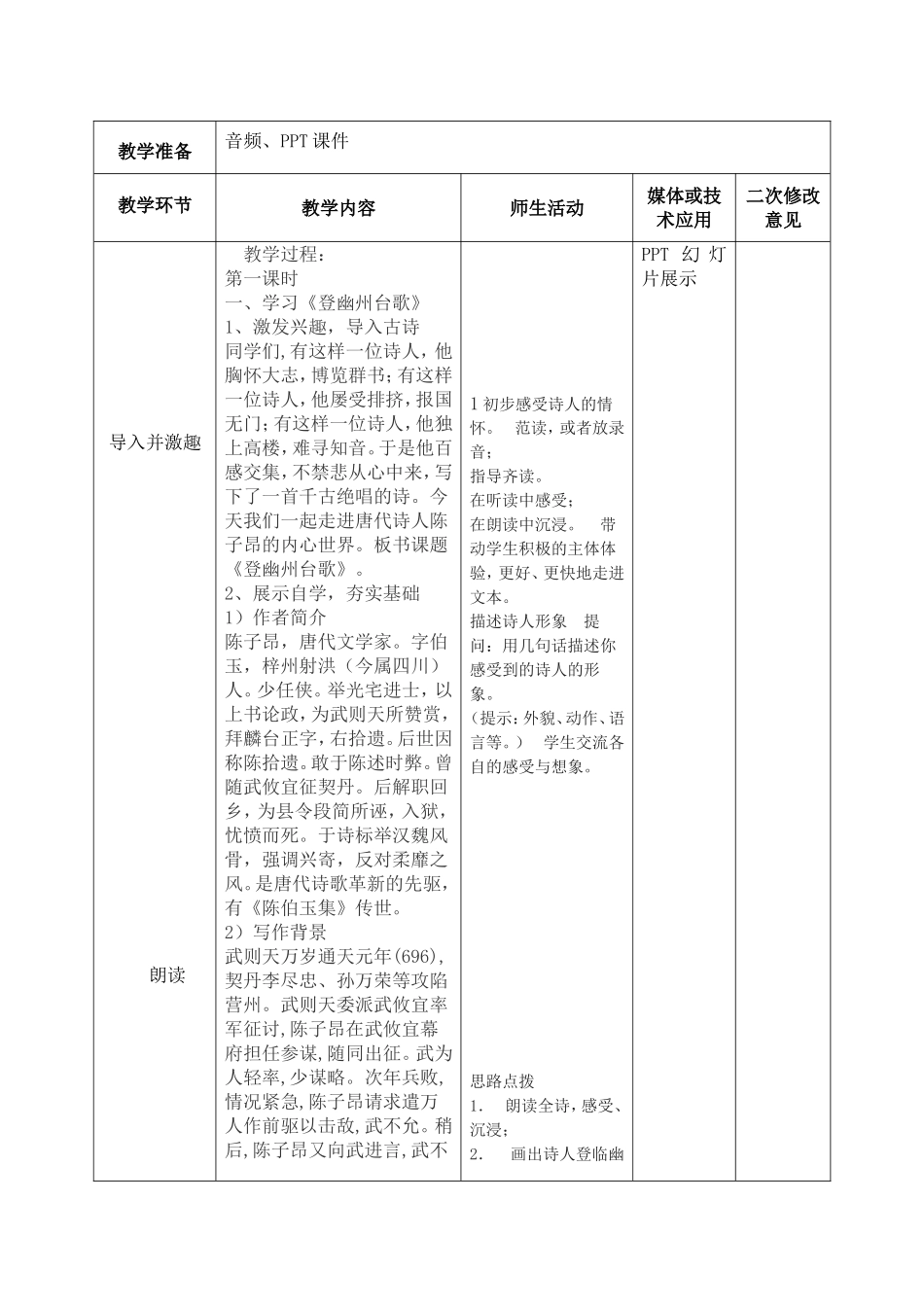 课题 《古代诗歌五首》教学设计_第2页