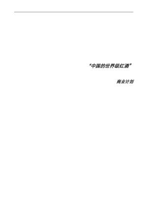 新天国际葡萄酒业有限公司商业计划