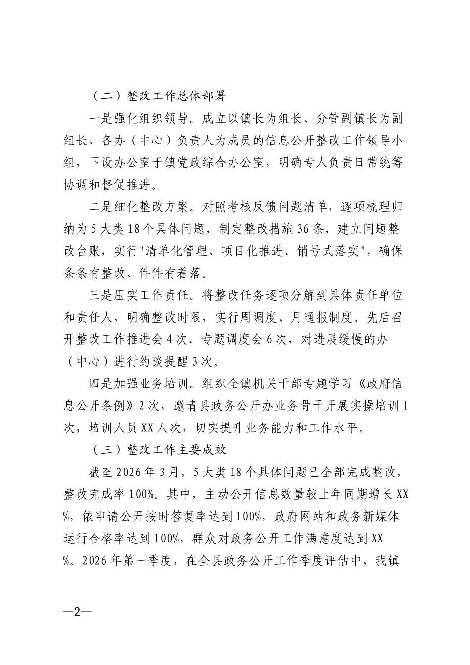 2026年乡镇政府信息公开工作整改报告模版_第2页