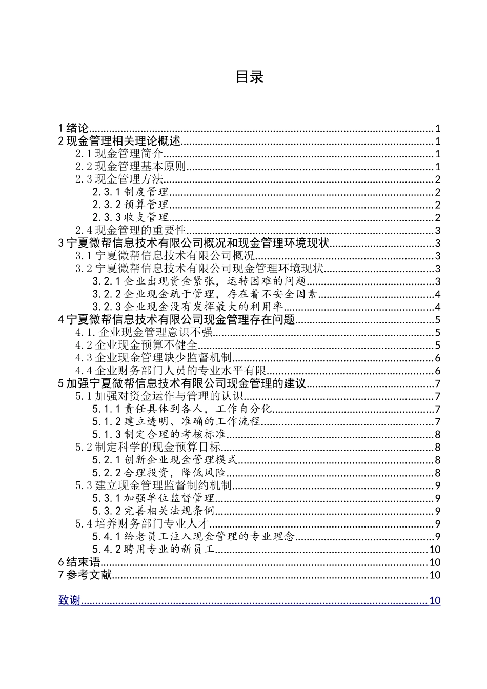 宁夏微帮信息技术公司现金管理问题研究分析  财务会计学专业_第2页