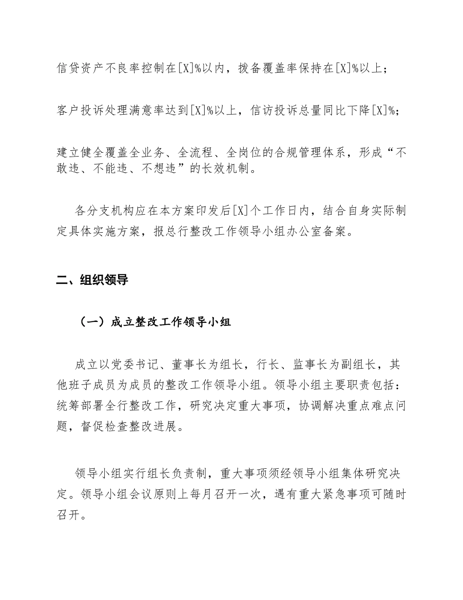 2026年商业银行合规经营专项整改工作方案模版_第3页