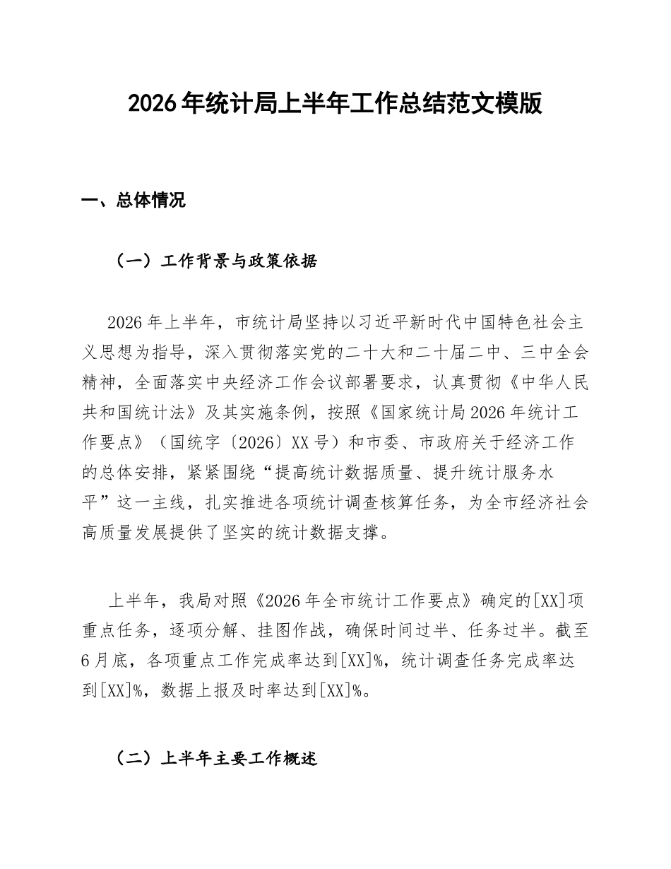 2026年统计局上半年工作总结范文模版_第1页