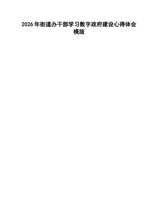 街道办干部学习数字政府建设心得体会模版