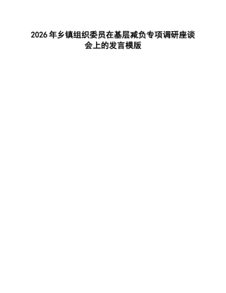 乡镇组织委员基层减负专项调研座谈会发言模版