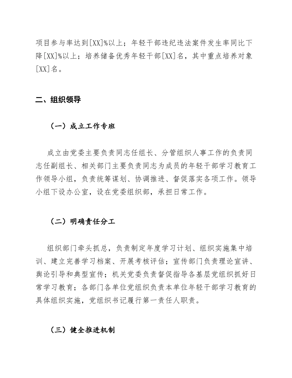 突出抓好年轻干部学习教育工作方案模版_第3页