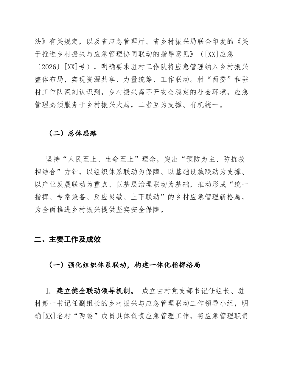 驻村乡村振兴与应急管理联动总结模版_第2页