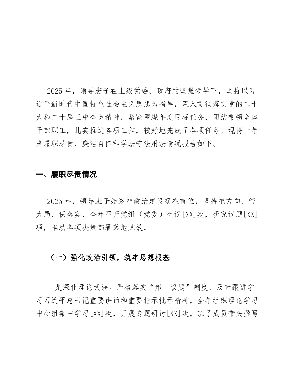 2025年度领导班子述职述廉述法报告模版_第2页