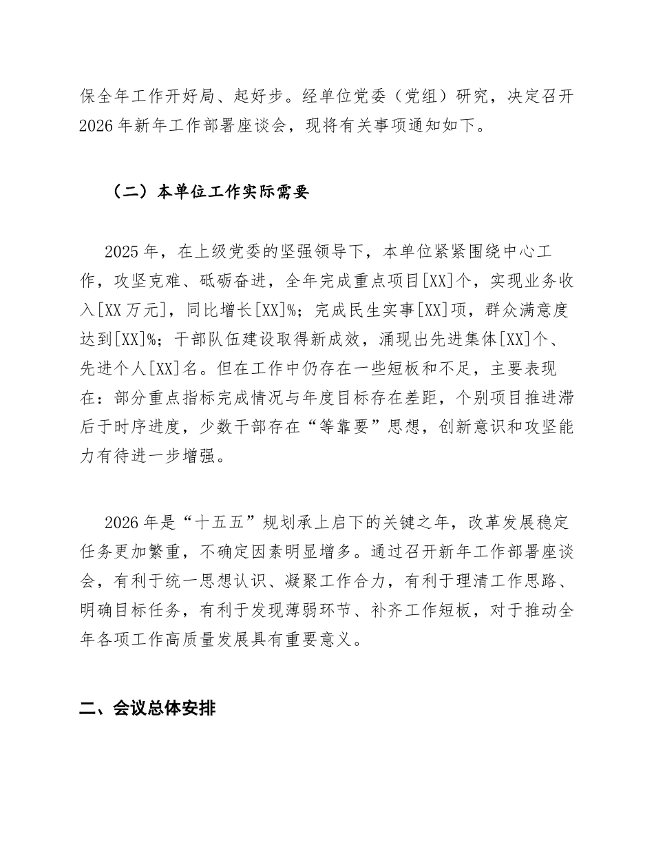 2026年××单位新年工作部署座谈会通知模版_第2页