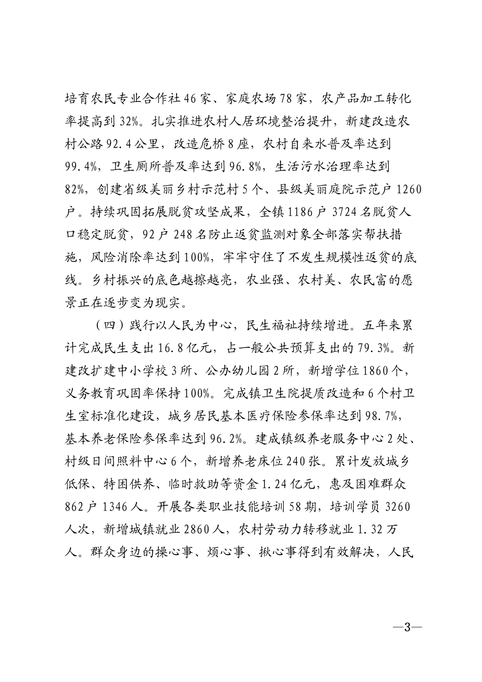 2026年乡镇党代会党委工作报告模版_第3页